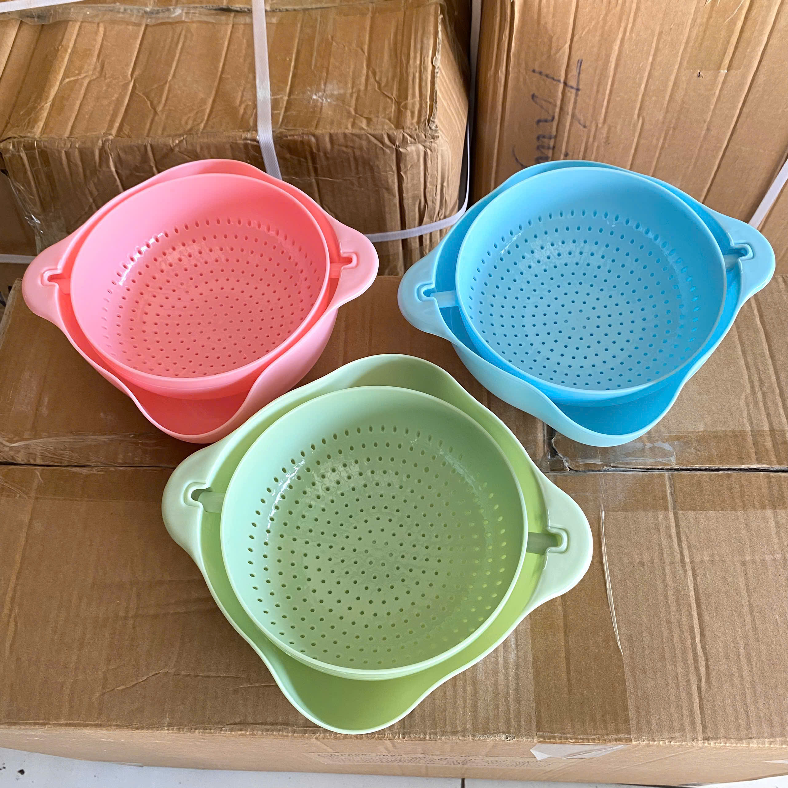 Set Rổ Rửa Rau 2 Lớp Ráo Nước
